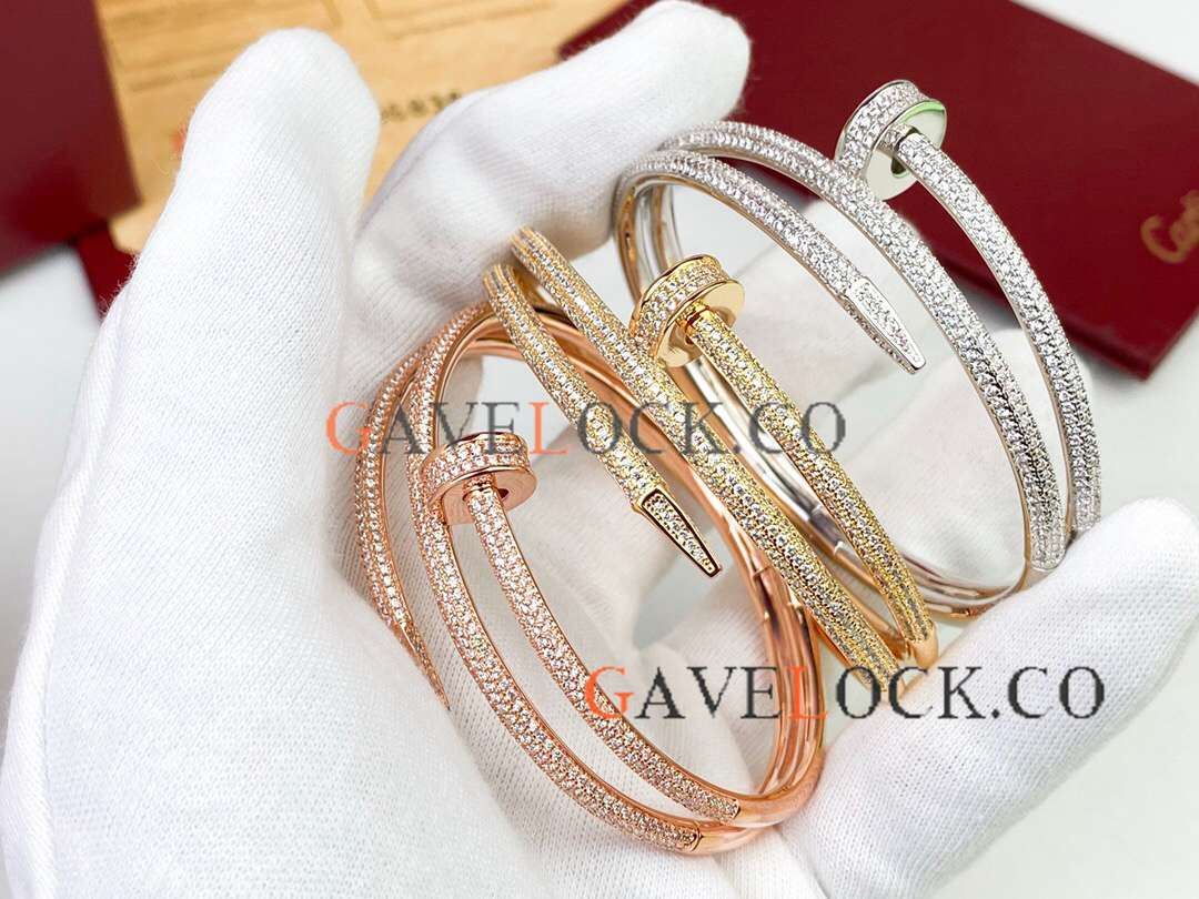 Replica Cartier Juste Un Clou Double Bangle with Half Diamond